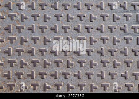 Metal texture background, metal plate with squares. Picture of metal background. Stock Photo