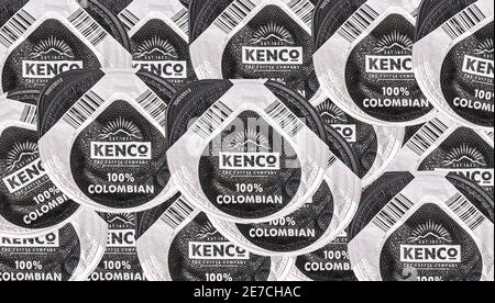 SWINDON, UK - JANUARY 20, 2021: Kenco Colombian Coffee pods Stock Photo