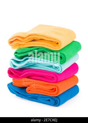 colored socks stacked on a white background Stock Photo