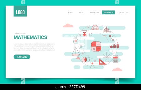 mathematics concept with circle icon for website template or landing page banner homepage outline style vector illustration Stock Photo