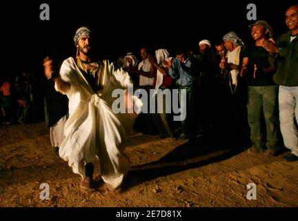 Traditional Bedouin dance at the wedding during a performance of the