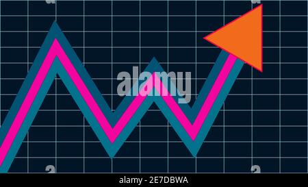 An abstract neon line chart background image. Stock Vector