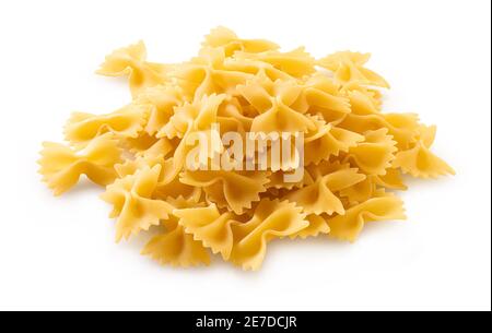 raw pasta farfalle on white isolated background with clipping patch Stock Photo