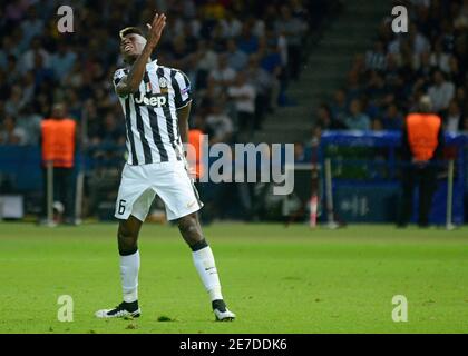 BERLIN, GERMANY - JUNE 6, 2015: Paul Pogba pictured during the 2014/15 UEFA Champions League Final between Juventus Torino and FC Barcelona at Olympiastadion. Stock Photo