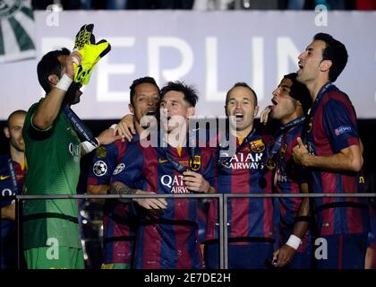 BERLIN, GERMANY - JUNE 6, 2015: Barceloan players pictured