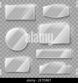 Transparent glass plates with flares for web design and presentations on seamless background vector illustration Stock Vector