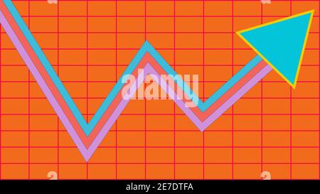 An abstract neon line chart background image. Stock Vector