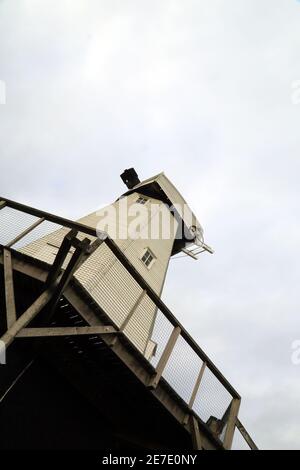 White smock windmill without sweeps, Woodchurch, Ashfrod, Kent, England, United Kingdom Stock Photo