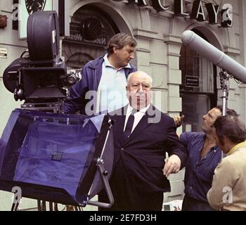 Hitchcock shooting Frenzy 1971 Covent Garden Stock Photo