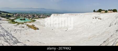 Viewpoint to surrounding landscape at Pamukkale, Denizli, Turkey Stock Photo