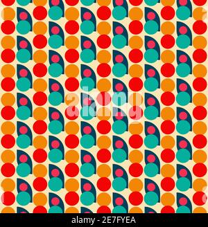 Modern seamless pattern in a colorful style - abstract graphic background from rounded shapes Stock Vector