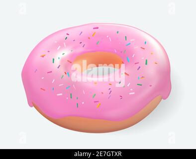 Realistic 3d sweet tasty donut. Vector illustration Stock Vector