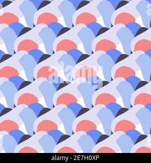 Modern seamless pattern in a colorful style - abstract graphic background from rounded shapes Stock Vector