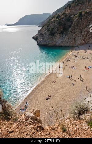 Kaputas sandy beach is one of the most beautiful turkish beaches located near City of Kas, Turkey Stock Photo