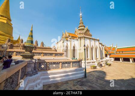 Phra Sawet Kudakhan Wihan Yot at Wat Phra Kaew, Bangkok, Thailand. Grand Palace, Temple of Emerald Buddha.