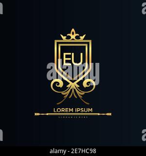 Letter Initial with Royal Template.elegant with crown logo vector, Creative Lettering Logo Vector Illustration Stock Vector