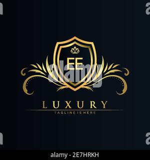 Letter Initial with Royal Template.elegant with crown logo vector, Creative Lettering Logo Vector Illustration Stock Vector