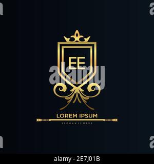 Letter Initial with Royal Template.elegant with crown logo vector, Creative Lettering Logo Vector Illustration Stock Vector