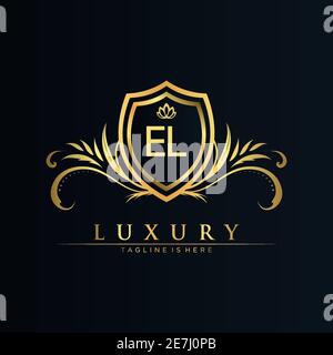 Letter Initial with Royal Template.elegant with crown logo vector, Creative Lettering Logo Vector Illustration Stock Vector