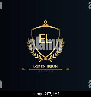 Letter Initial with Royal Template.elegant with crown logo vector, Creative Lettering Logo Vector Illustration Stock Vector
