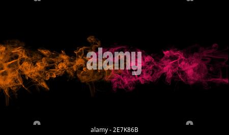 Abstract background, smoke red and yellow mixed with each other on a black background Stock Photo