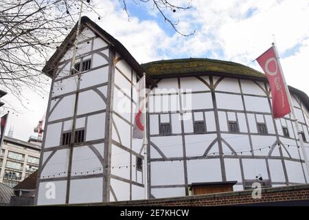 General view of Shakespeare's Globe Theatre in London.The arts industry has been hit particularly hard by the coronavirus pandemic, and it remains uncertain when the theatres, galleries and other arts venues will be able to reopen. Stock Photo