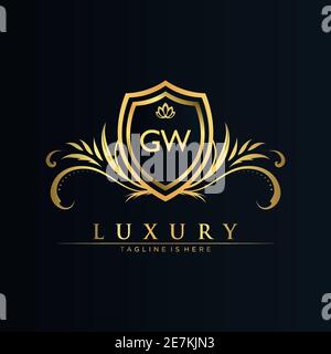 Letter Initial with Royal Template.elegant with crown logo vector, Creative Lettering Logo Vector Illustration Stock Vector