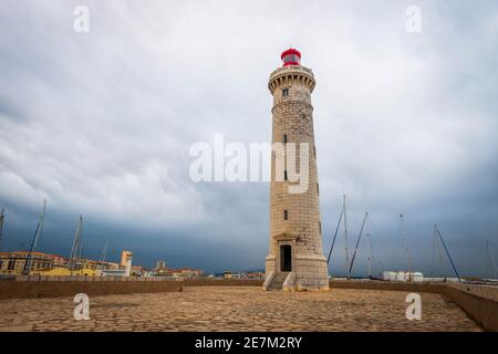 Lighthouse on the Môle Saint Louis in Sète, in Herault, in Occitanie, France Stock Photo