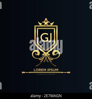 Letter Initial with Royal Template.elegant with crown logo vector, Creative Lettering Logo Vector Illustration Stock Vector