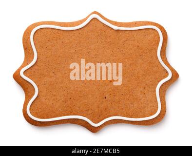 Christmas gingerbread label cookie isolated on white background Stock Photo