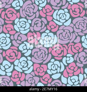 Vector seamless pattern of abstract rose flowers. Colorful modern floral design with roses. Stock Vector