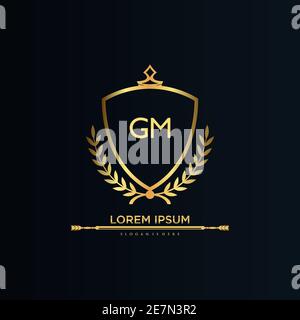 Gm letter initial with lion royal logo template Vector Image