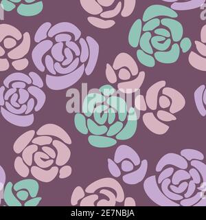 Vector seamless pattern of abstract rose flowers. Colorful modern floral design with roses. Stock Vector