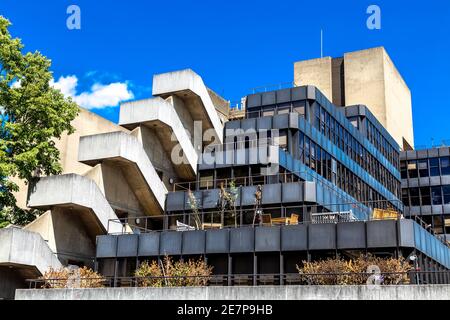 Brutalist building designed by Denys Lasdun housing the UCL Institute of Education, London, UK Stock Photo