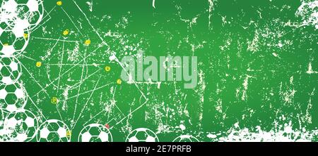 super grunge soccer or football mock up background,soccer balls and playing field, vector illustration, free copy space Stock Vector