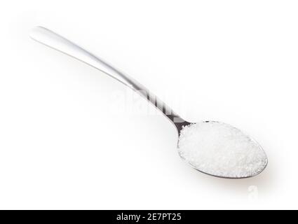 Teaspoon of sugar isolated on white background with clipping path Stock Photo