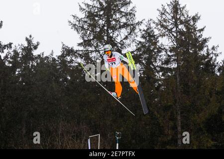 Titisee Neustadt, Germany. 30th Jan, 2021. Nordic skiing/ski jumping: World Cup, large hill, women, 1st round: Slovenian Katra Komar jumps on the Hochfirstschanze. Credit: Philipp von Ditfurth/dpa/Alamy Live News Stock Photo