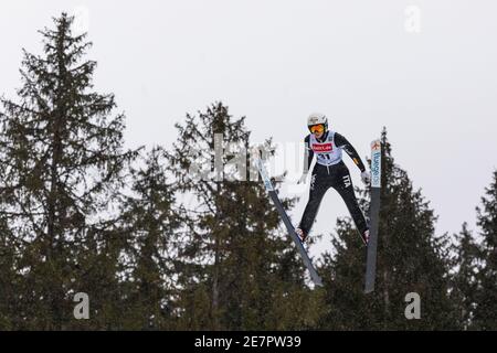 Titisee Neustadt, Germany. 30th Jan, 2021. Nordic skiing/ski jumping: World Cup, large hill, women, 1st round: Italy's Jessica Malsiner jumps on the Hochfirstschanze. Credit: Philipp von Ditfurth/dpa/Alamy Live News Stock Photo