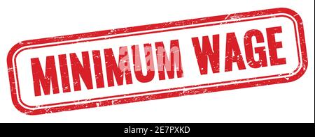 MINIMUM WAGE text on red grungy vintage rectangle stamp. Stock Photo