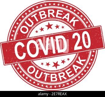 red outbreak covid 20 symbol. Coronavirus pandemic puts countries on lockdown. Stop Covid-20. Isolated Vector Icon. Stock Vector