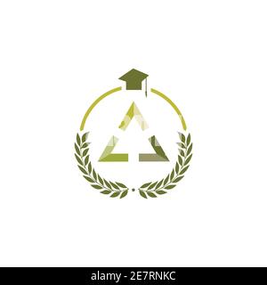 Abstract triangle symbol education logo emblem design template. Abstract education logo for school or university design template Stock Vector