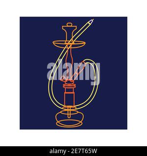A creatively drawn Turkish hookah on a dark blue backdrop Stock Vector