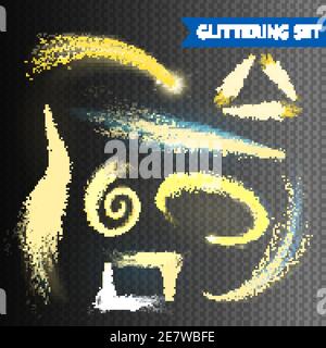 Gold sparkling glittering elements isolated on transparent background vector illustration Stock Vector