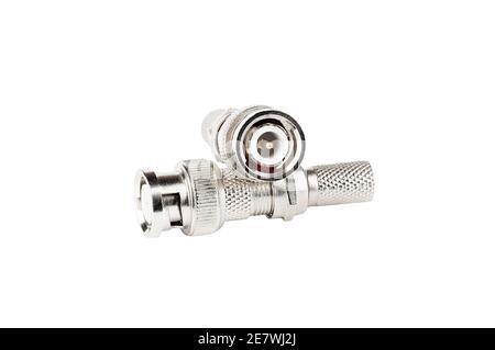 cctv bnc plug isolated on a white background Stock Photo