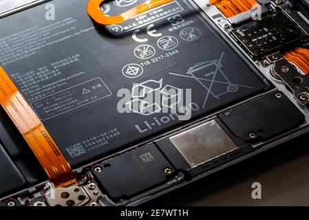 Dissasembled tablet electronic circuit board Stock Photo