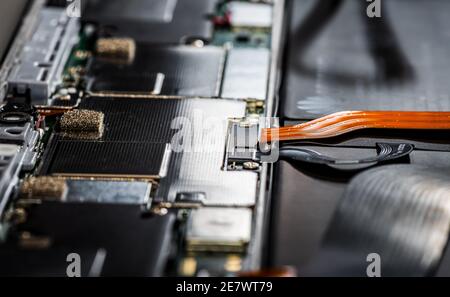 Dissasembled tablet electronic circuit board Stock Photo