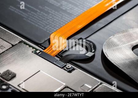 Dissasembled tablet electronic circuit board Stock Photo