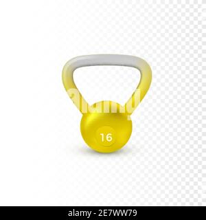 Realistic kettlebell. Weight of 16 kilograms. Equipment for bodybuilding and workout. Vector Stock Vector