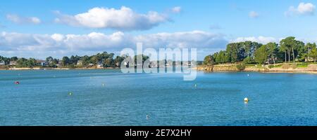 Ile-aux-Moines, France, bathing huts on the beach Stock Photo