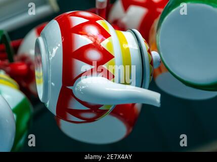 Ceramic tea pot in Saudi Arabia Souq Market in Al Hasa. Stock Photo